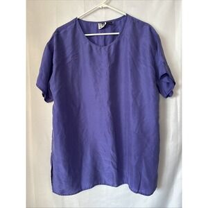 Paul et Duffier Womens‎ 100% Silk Purple Vintage Short Sleeve Pullover Shirt M